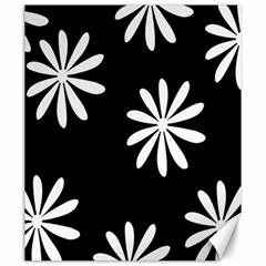 Black White Giant Flower Floral Canvas 20  X 24  