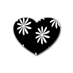 Black White Giant Flower Floral Heart Coaster (4 Pack) 