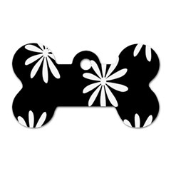 Black White Giant Flower Floral Dog Tag Bone (one Side) by Alisyart