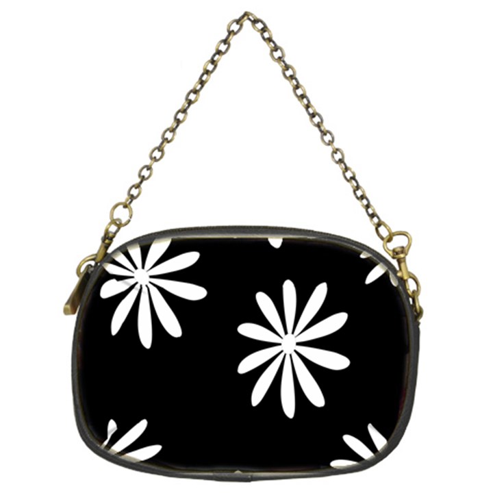 Black White Giant Flower Floral Chain Purses (Two Sides) 