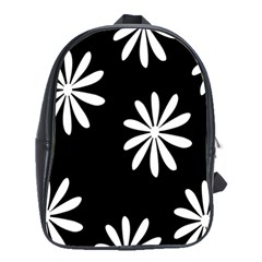 Black White Giant Flower Floral School Bags(large) 