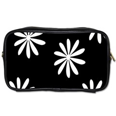 Black White Giant Flower Floral Toiletries Bags