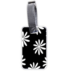 Black White Giant Flower Floral Luggage Tags (one Side) 