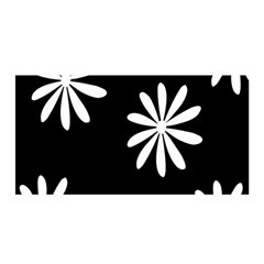Black White Giant Flower Floral Satin Wrap
