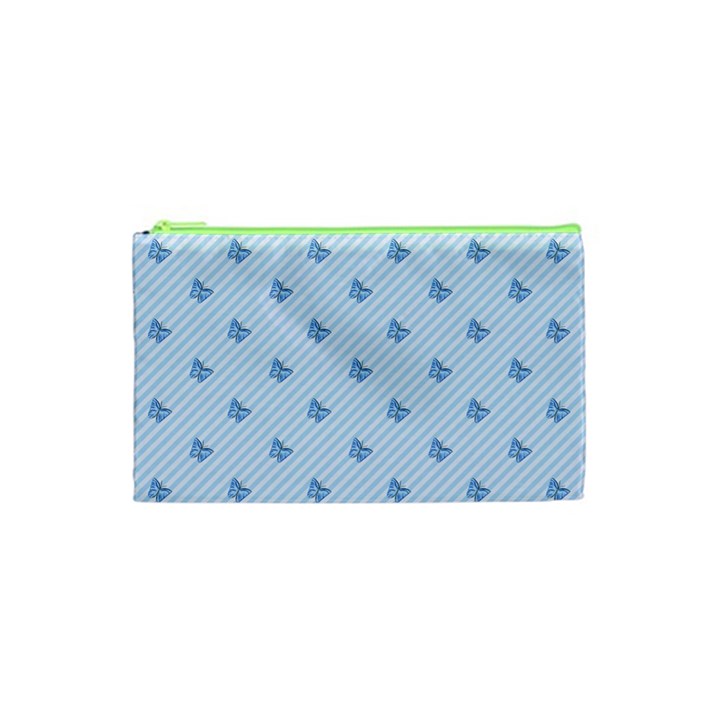 Blue Butterfly Line Animals Fly Cosmetic Bag (XS)