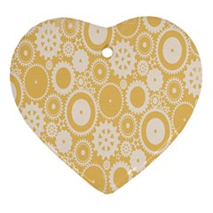 Wheels Star Gold Circle Yellow Heart Ornament (two Sides)