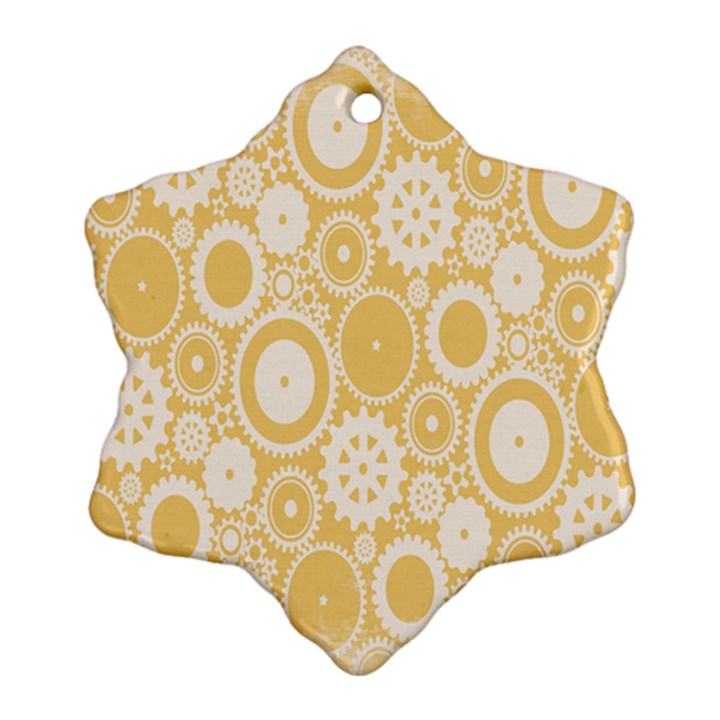 Wheels Star Gold Circle Yellow Snowflake Ornament (Two Sides)