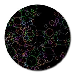 Boxs Black Background Pattern Round Mousepads