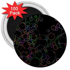 Boxs Black Background Pattern 3  Magnets (100 pack)