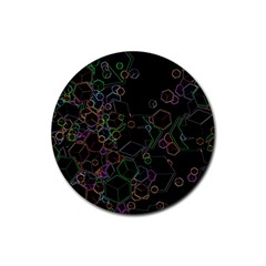 Boxs Black Background Pattern Rubber Round Coaster (4 pack) 