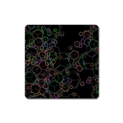 Boxs Black Background Pattern Square Magnet