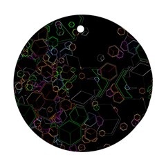 Boxs Black Background Pattern Round Ornament (Two Sides)