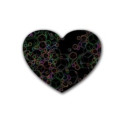 Boxs Black Background Pattern Rubber Coaster (Heart) 