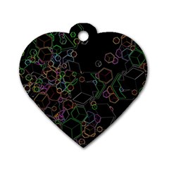 Boxs Black Background Pattern Dog Tag Heart (One Side)