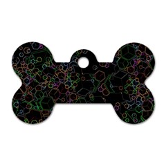 Boxs Black Background Pattern Dog Tag Bone (One Side)