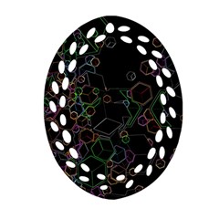 Boxs Black Background Pattern Ornament (Oval Filigree)