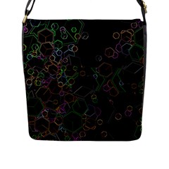 Boxs Black Background Pattern Flap Messenger Bag (L) 