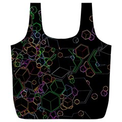 Boxs Black Background Pattern Full Print Recycle Bags (L) 