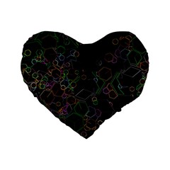 Boxs Black Background Pattern Standard 16  Premium Flano Heart Shape Cushions