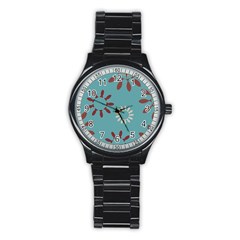 Fish Animals Star Brown Blue White Stainless Steel Round Watch by Alisyart