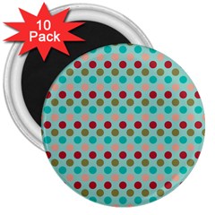 Large Circle Rainbow Dots Color Red Blue Pink 3  Magnets (10 Pack)  by Alisyart