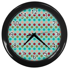 Large Circle Rainbow Dots Color Red Blue Pink Wall Clocks (black)