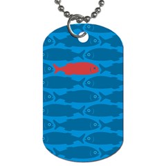 Fish Line Sea Beach Swim Red Blue Dog Tag (two Sides)