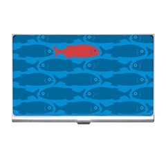 Fish Line Sea Beach Swim Red Blue Business Card Holders by Alisyart