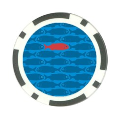 Fish Line Sea Beach Swim Red Blue Poker Chip Card Guard (10 Pack) by Alisyart