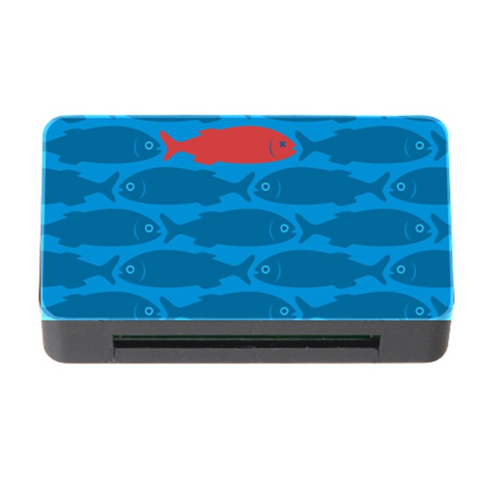 Fish Line Sea Beach Swim Red Blue Memory Card Reader with CF