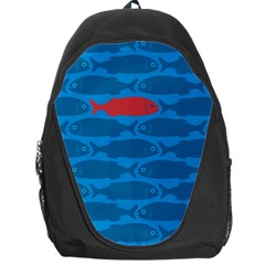 Fish Line Sea Beach Swim Red Blue Backpack Bag