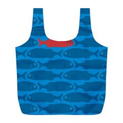 Fish Line Sea Beach Swim Red Blue Full Print Recycle Bags (l)  by Alisyart