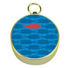 Fish Line Sea Beach Swim Red Blue Gold Compasses by Alisyart