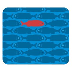 Fish Line Sea Beach Swim Red Blue Double Sided Flano Blanket (small) 