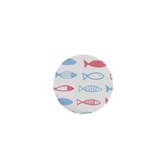 Fish Swim Sea Beach Red Blue White 1  Mini Magnets by Alisyart