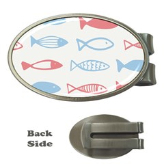 Fish Swim Sea Beach Red Blue White Money Clips (oval)  by Alisyart