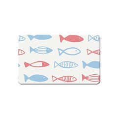 Fish Swim Sea Beach Red Blue White Magnet (name Card) by Alisyart