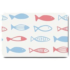 Fish Swim Sea Beach Red Blue White Large Doormat  by Alisyart