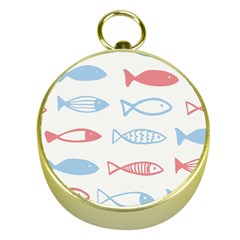 Fish Swim Sea Beach Red Blue White Gold Compasses