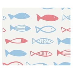 Fish Swim Sea Beach Red Blue White Double Sided Flano Blanket (small)  by Alisyart