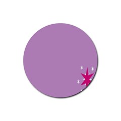 Purple Flagred White Star Rubber Coaster (round) 