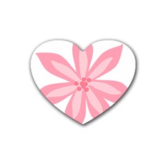 Pink Lily Flower Floral Heart Coaster (4 Pack) 