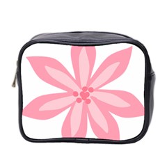 Pink Lily Flower Floral Mini Toiletries Bag 2-side