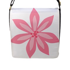 Pink Lily Flower Floral Flap Messenger Bag (l)  by Alisyart