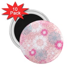 Flower Floral Sunflower Rose Pink 2 25  Magnets (10 Pack)  by Alisyart