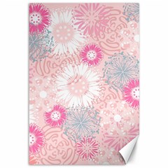 Flower Floral Sunflower Rose Pink Canvas 12  X 18  