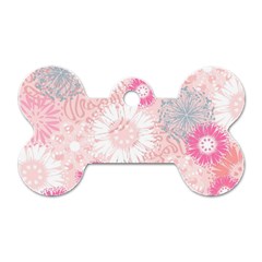 Flower Floral Sunflower Rose Pink Dog Tag Bone (one Side) by Alisyart