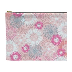 Flower Floral Sunflower Rose Pink Cosmetic Bag (xl)