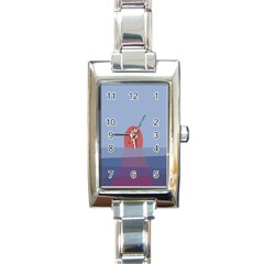 Sunrise Purple Orange Water Waves Rectangle Italian Charm Watch