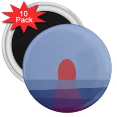 Sunrise Purple Orange Water Waves 3  Magnets (10 Pack) 